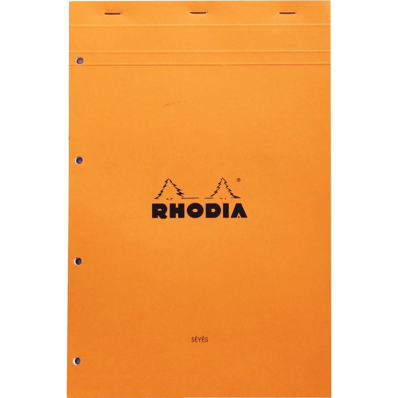 Image de  Bloc de bureau RHODIA 80 feuilles perforées, format A4+, réglure seyès, papier blanc 80g 