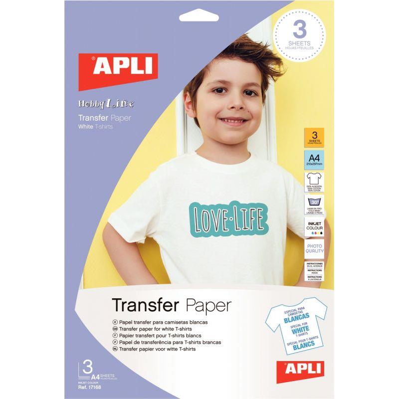 Image de  Pochettes de 3 feuilles APLI papier transfert format A4 