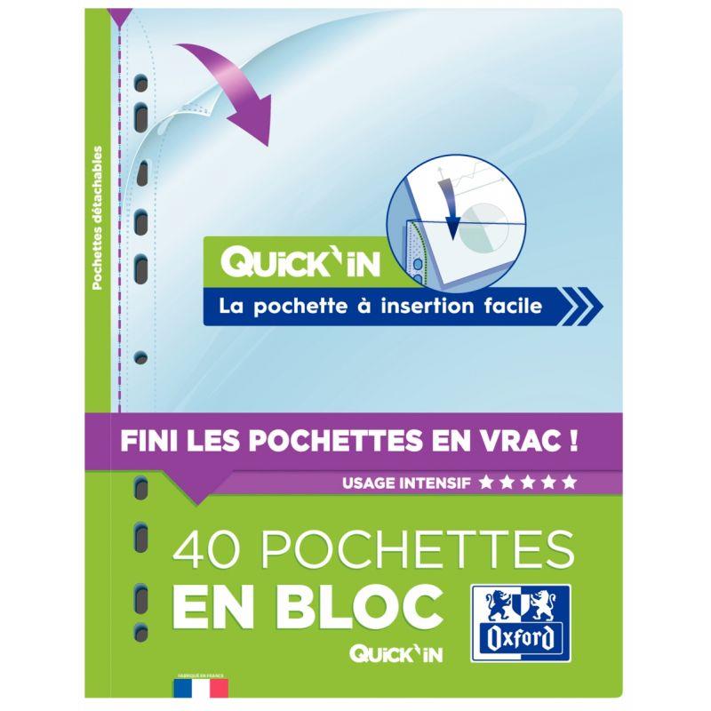 Image de  Bloc de 40 pochettes perforées en polypropylène lisse 9/100ème 