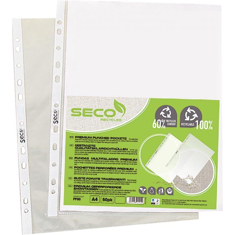 Image de  Sachet de 50 pochettes perforées en polypropylène recyclé 8/100ème 