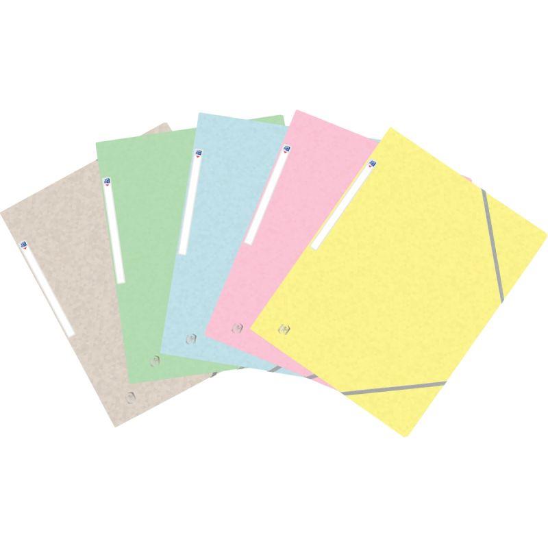 Image de  Paquet de 5 chemises 3 rabats à élastiques TOP FILE+ en carte lustrée 4/10ème 390g, coloris pastel 