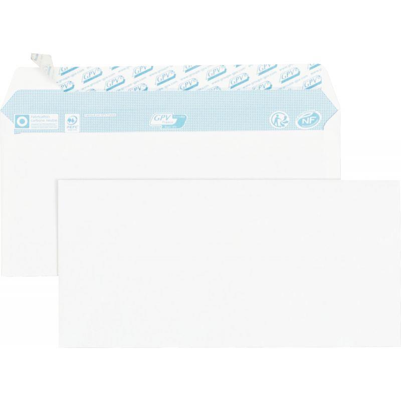 Image de  Paquet de 70 enveloppes blanches 110x220mm 80g bande siliconée 