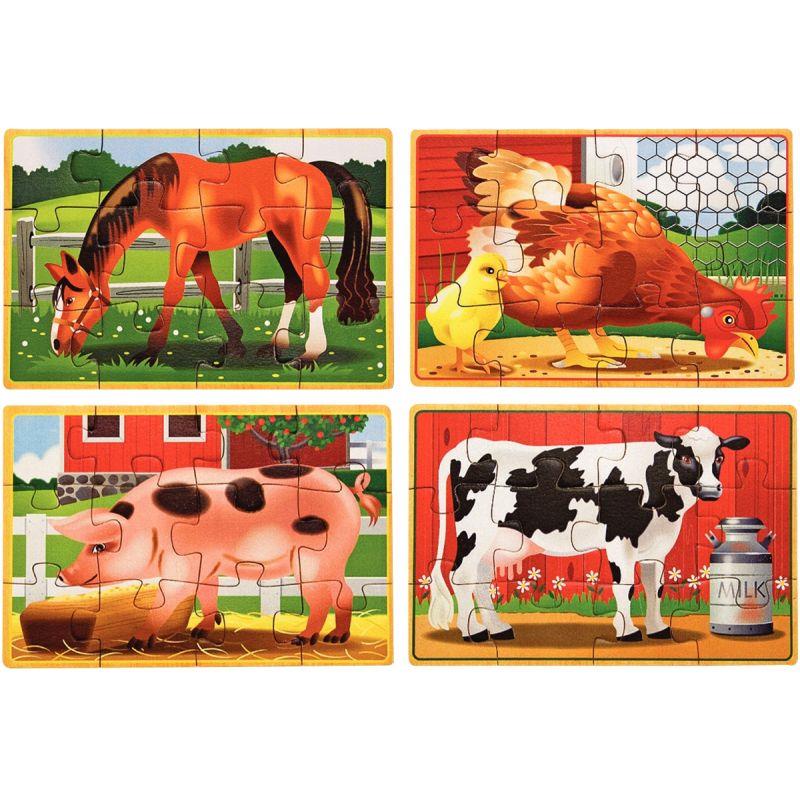 Image de  Coffret de 4 puzzles 12 pièces, les animaux de la ferme 