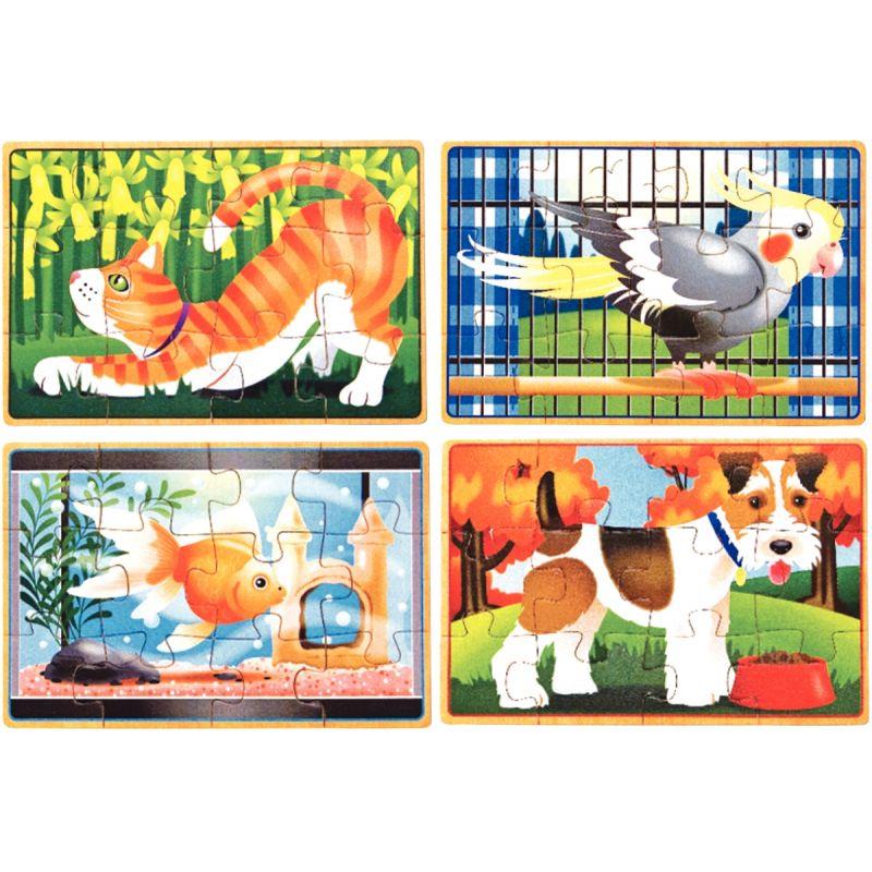 Image de  Coffret de 4 puzzles 12 pièces, les animaux de compagnie 