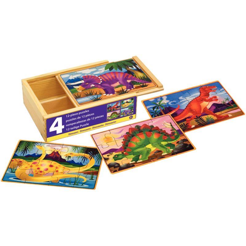 Image de  Coffret de 4 puzzles 12 pièces, les dinosaures 