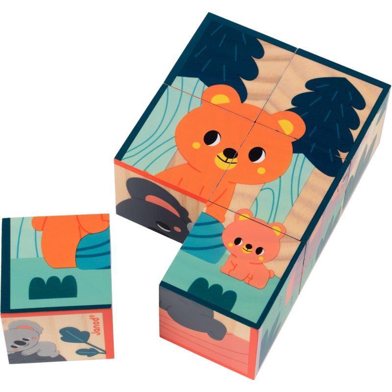 Image de  Boite de 6 puzzles cubes en bois, les animaux menacés 