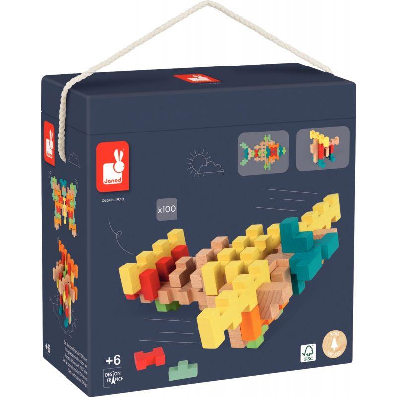 Image de  Jeu de construction en bois, 100 pièces 