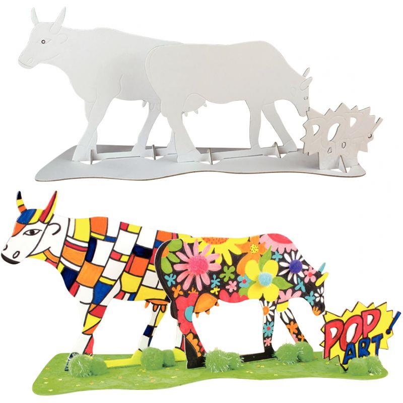 Image de  Lot de 5 sculptures carton vaches Pop Art 