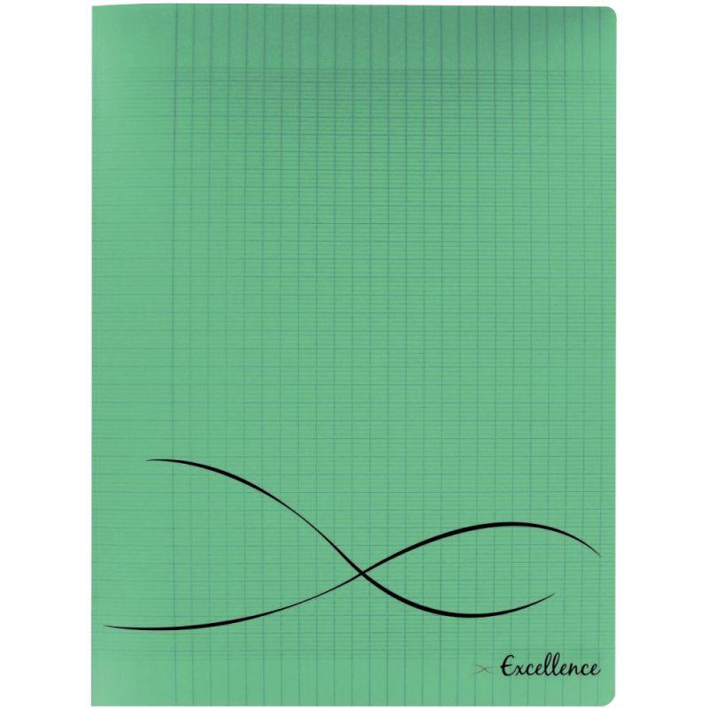Image de  Piqûre 64 pages EXCELLENCE, format 17x22 cm, papier blanc 90g, seyès, couverture polypropylène vert 