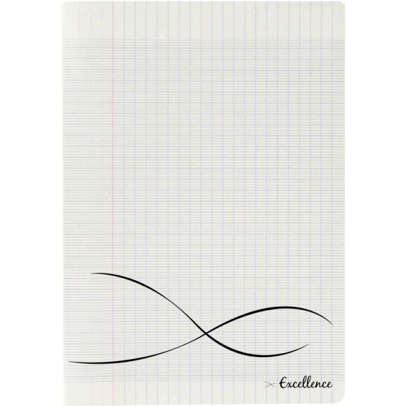 Image de  Piqûre 64 pages EXCELLENCE, format 17x22 cm, seyès 90g, couverture polypropylène incolore 