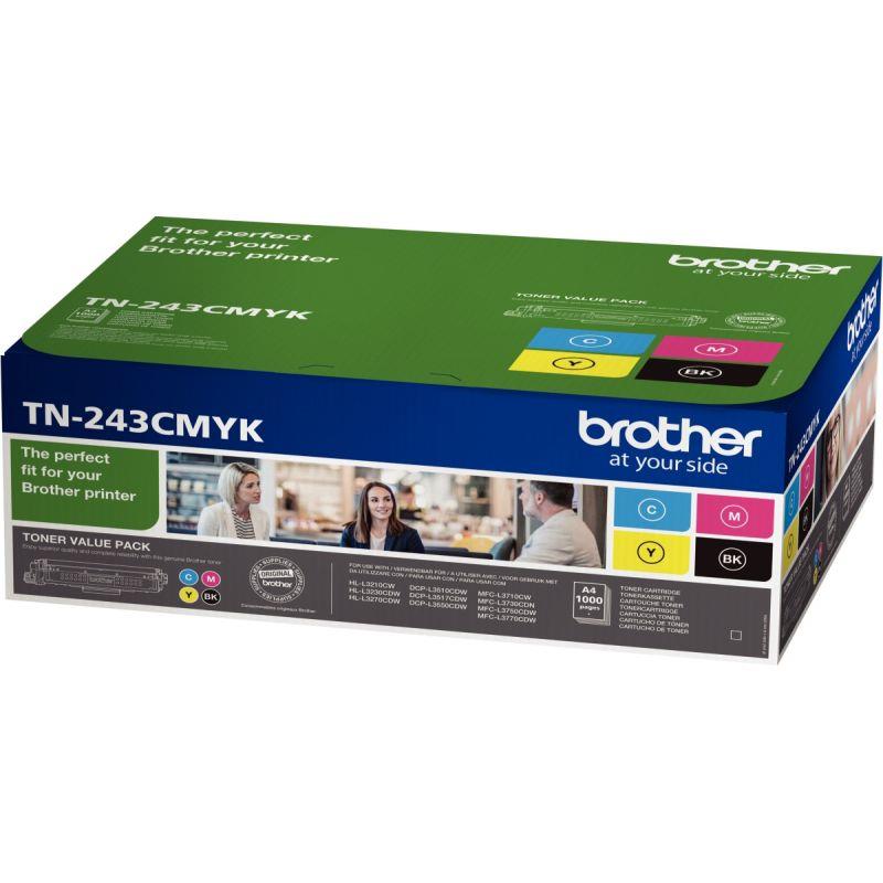 Image de  Brother TN243CMYK pack de 4 toners laser noire, cyan, magenta et jaune authentique 