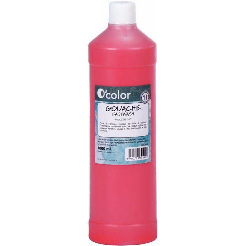Image de  Flacon 1 L de gouache liquide économique O''COLOR coloris rouge vif 