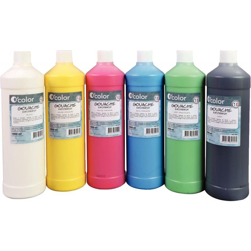 Image de  Carton 6 Flacons de gouaches liquides économiques, couleurs assorties 