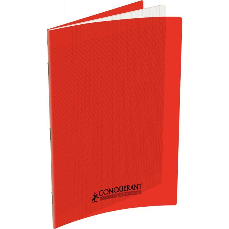 Image de  Piqûre 48 pages CONQUERANT, A4, seyès, couv PP rouge 