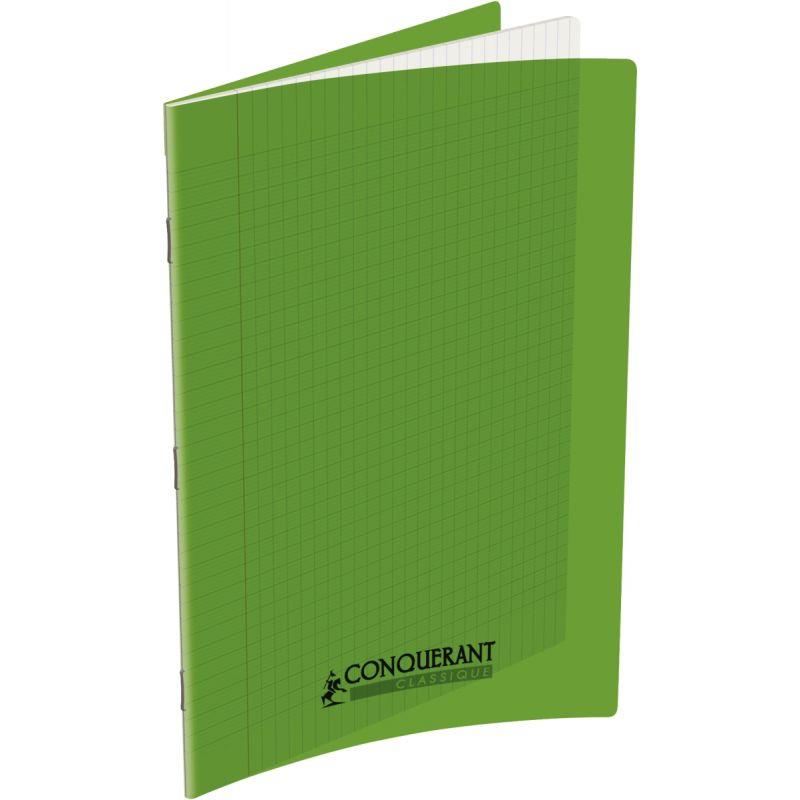 Image de  Piqûre 48 pages CONQUERANT, A4, seyès, couv PP vert 