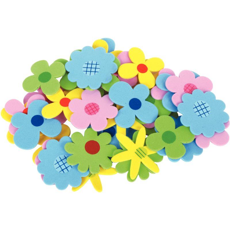 Image de  Sachet de 40 fleurs en mousse adhésive couleurs assorties 