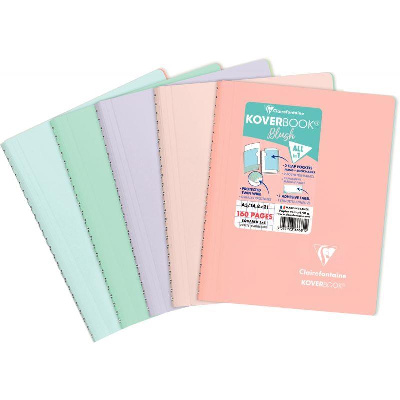 Image de  Cahier à reliure intégrale 160 pages KOVERBOOK BLUSH, format A5, quadrillé 5x5 