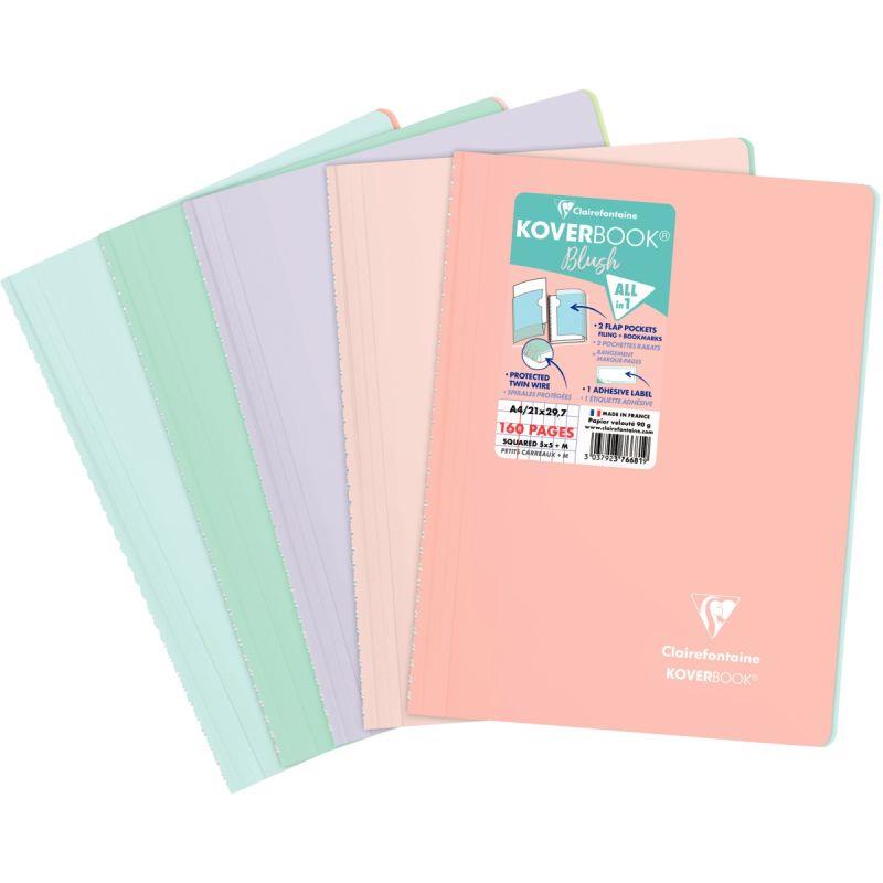 Image de  Cahier à reliure intégrale 160 pages KOVERBOOK BLUSH, format A4, quadrillé 5x5 