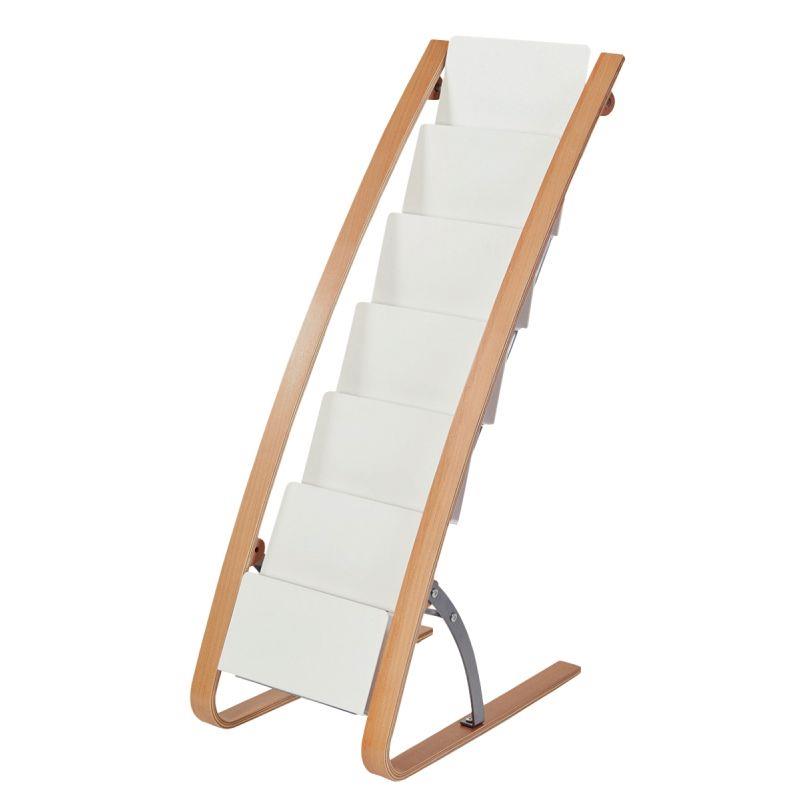 Image de  Présentoir fixe 6 compartiments blanc et bois 