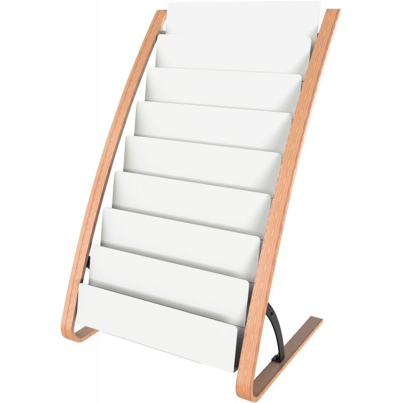 Image de  Présentoir fixe 8 compartiments blanc et bois 