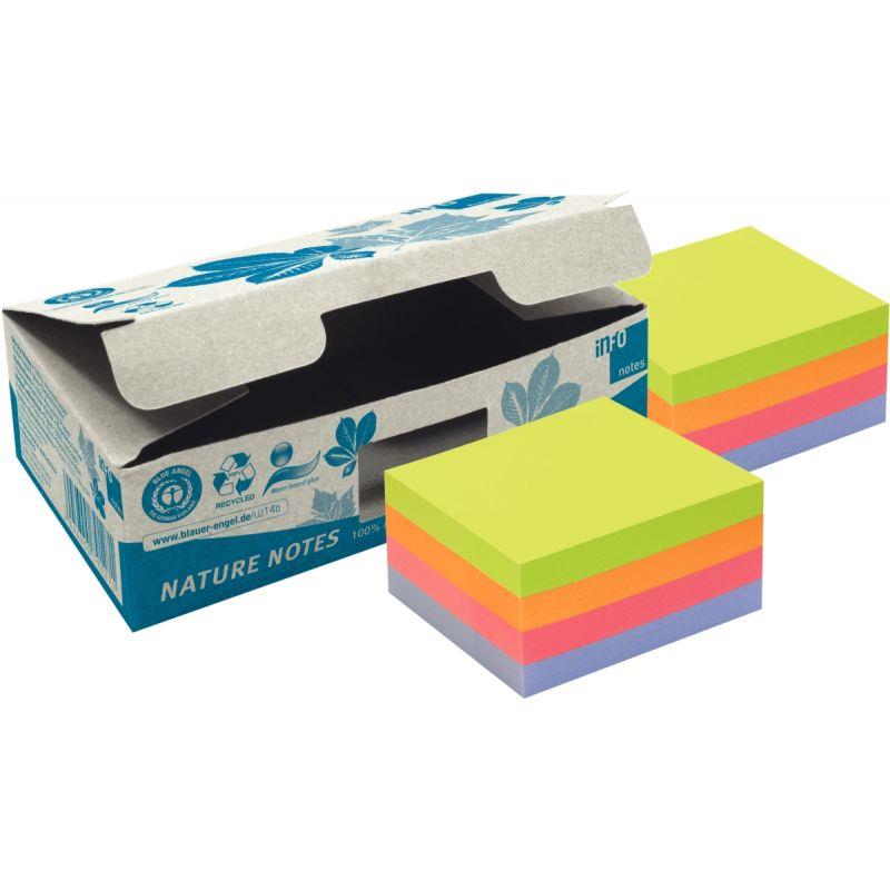 Image de  Lot de 2 cubes 400 feuilles  adhésives repositionnables recyclées  75 x 75 mm coloris assortis 