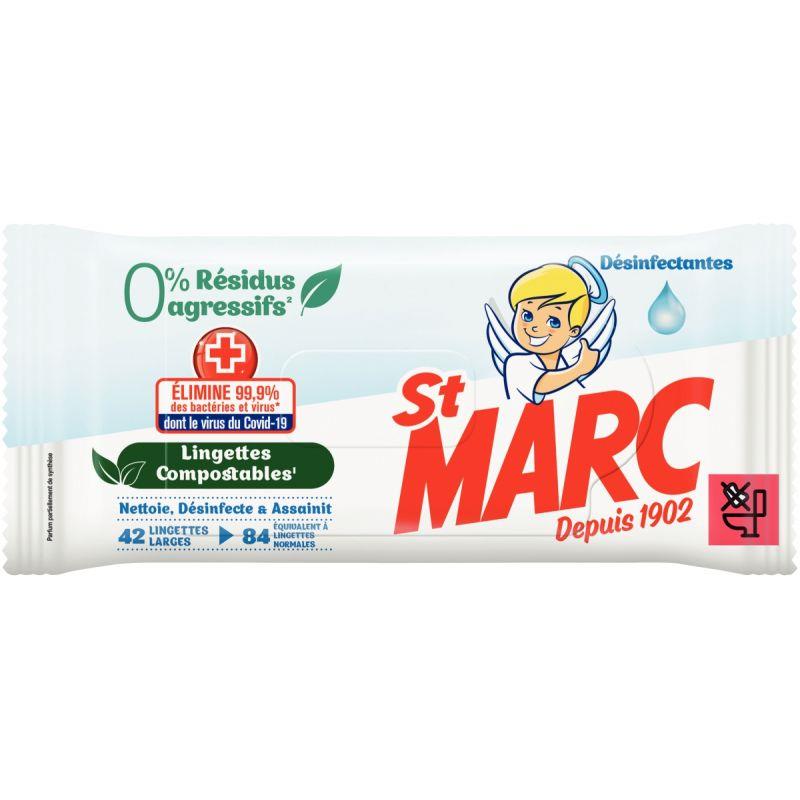 Image de  Paquet de 42 lingettes nettoyantes désinfectantes compostables 