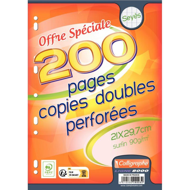 Image de  Paquet de 50 copies doubles perforées, format A4, seyès, papier 90g, blanc 