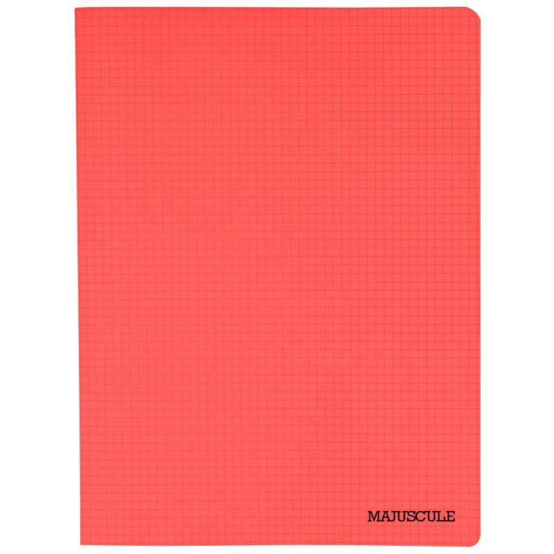 Image de  Piqûre 96 pages MAJUSCULE, format 24x32 cm, papier blanc 90g, quadrillé 5x5, couverture PP rouge 