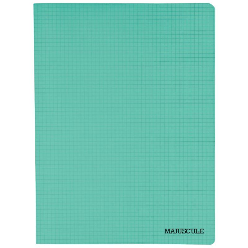 Image de  Piqûre 96 pages MAJUSCULE, format 24x32 cm, papier blanc 90g, quadrillé 5x5, couverture PP vert 