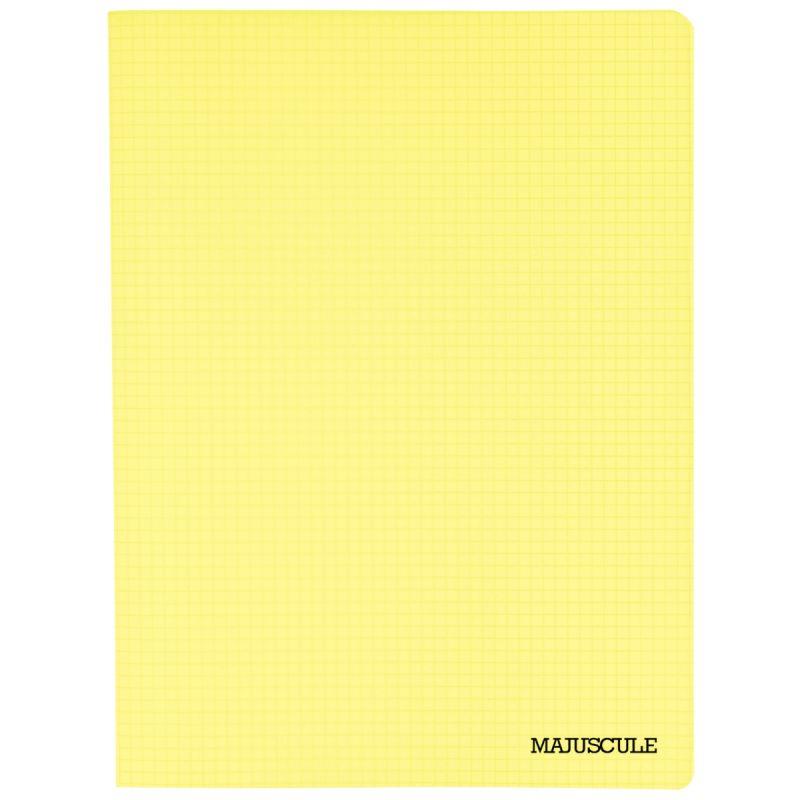 Image de  Piqûre 96 pages MAJUSCULE, format 24x32 cm, papier blanc 90g, quadrillé 5x5, couverture PP jaune 
