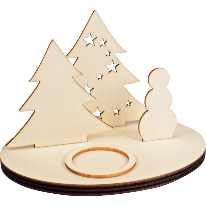 Image de  Bougeoir scène de Noël en bois 