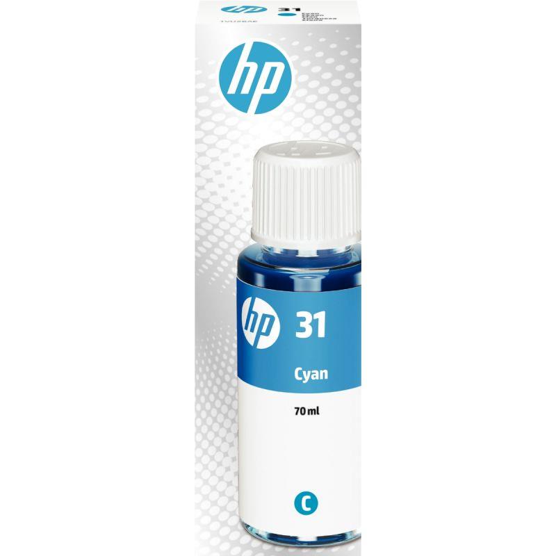 Image de  HP 31 flacon d''encre cyan authentique (1VU26AE) 