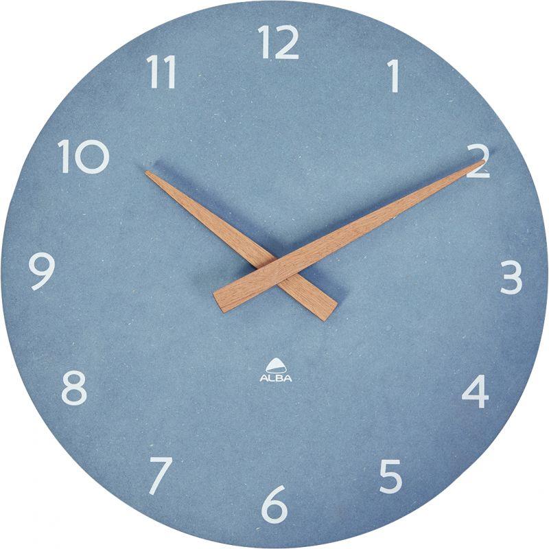 Image de  Horloge diamètre 30cm Milena bleu et bois 
