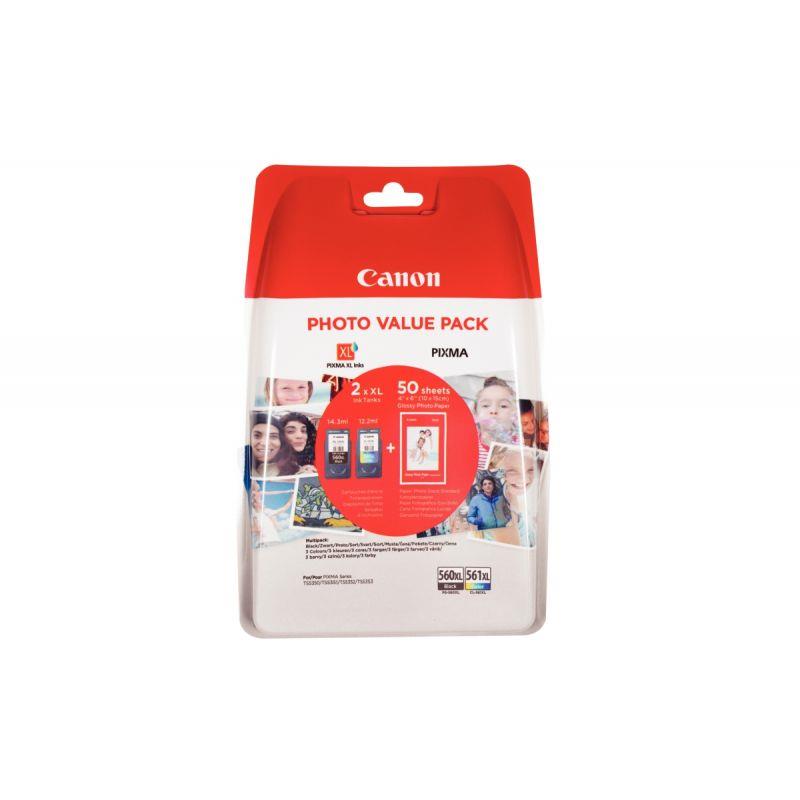 Image de  Canon 560XL / 561XL lot 2 cartouches encre noir & couleurs hte capa authentique PG560XL/ CL561XL 