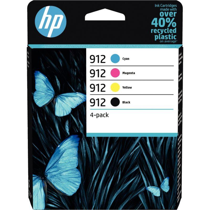 Image de  HP 912 pack de 4 cartouches d''encre noire, cyan, magenta, jaune authentiques (6ZC74AE) 