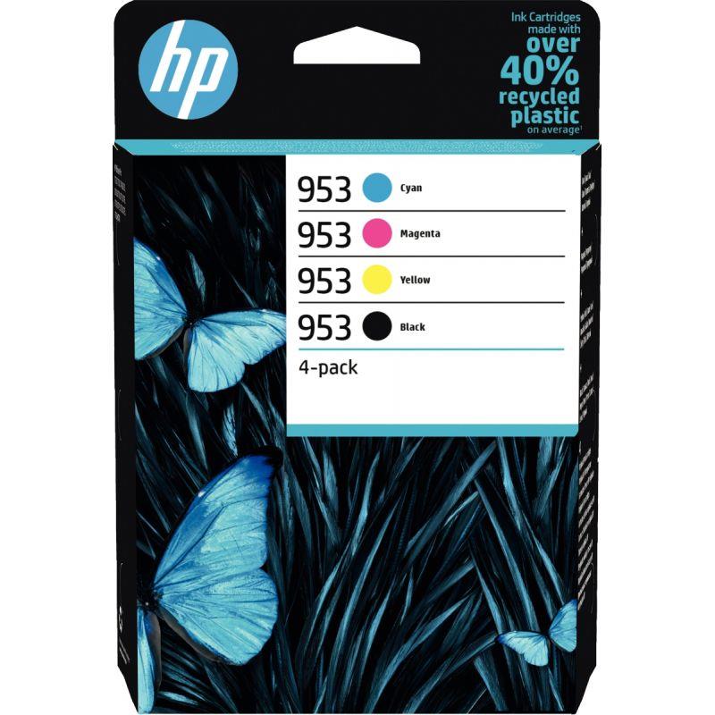 Image de  HP 953 pack de 4 cartouches d''encre noire, cyan, magenta et jaune authentiques (6ZC69AE) 