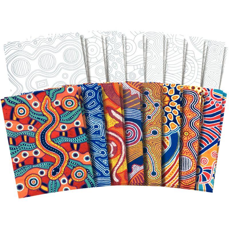 Image de  Paquet de 32 feuilles papier motifs aborigènes assortis 
