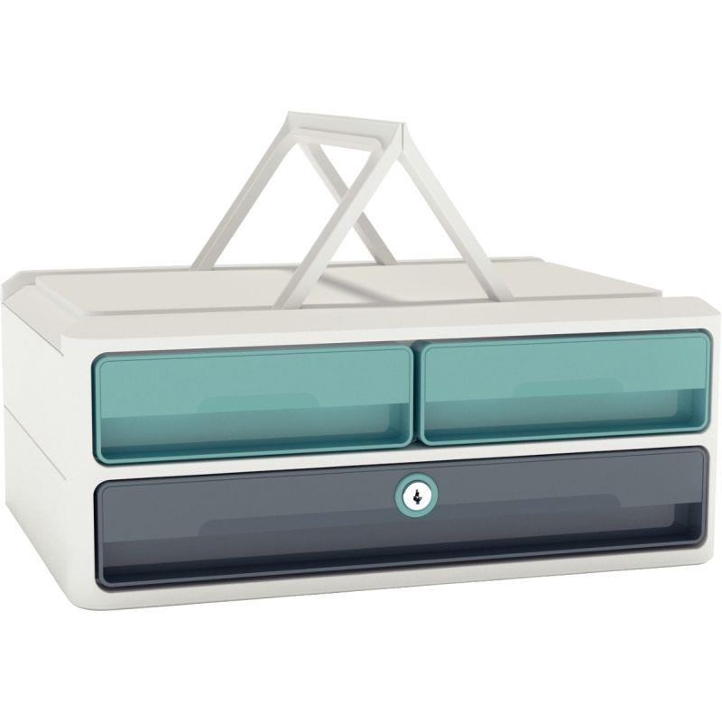 Image de  Module 3 tiroirs MOOVUP gris/vert d''eau 