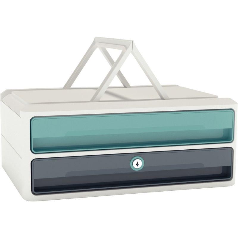 Image de  Module 2 tiroirs MOOVUP gris/vert d''eau 