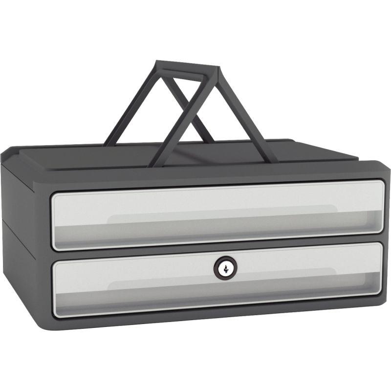 Image de  Module 2 tiroirs MOOVUP gris foncé/gris clair 