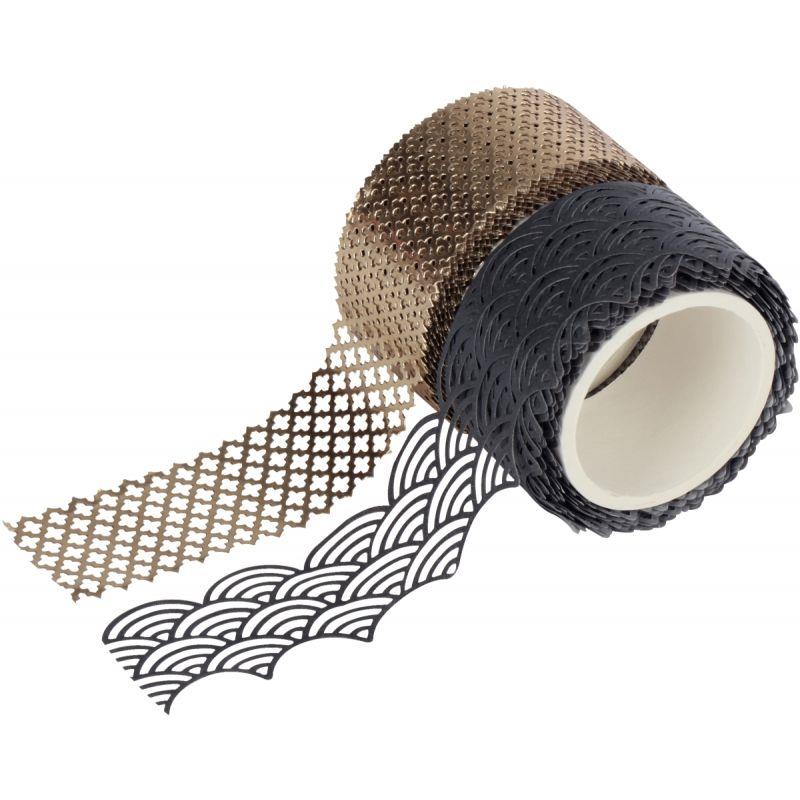 Image de  Lot 2 rouleaux de ruban papier adhésif gris et or  5m x 25mm 