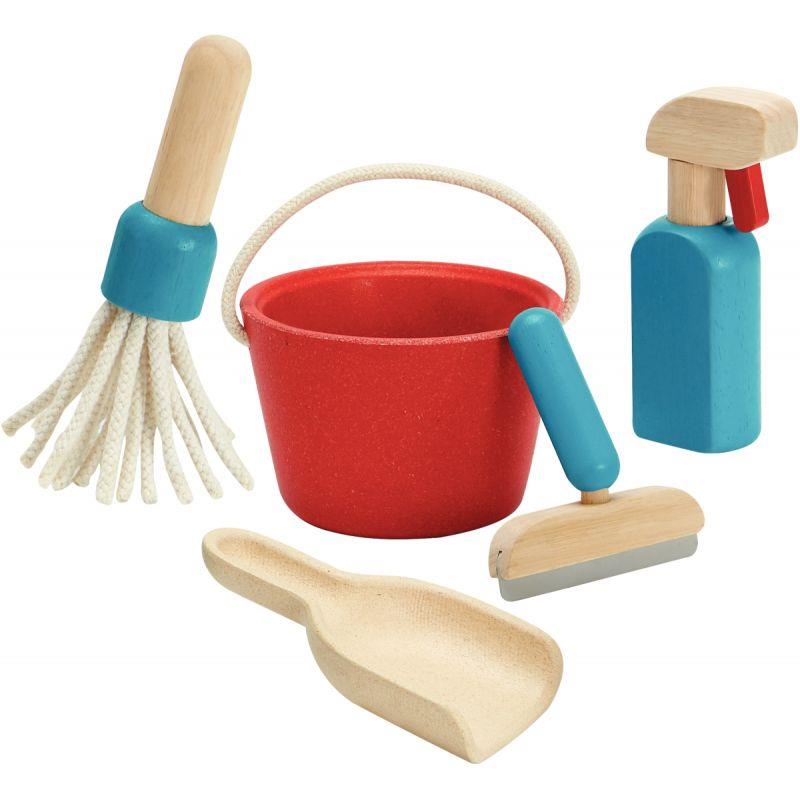 Image de  Kit de nettoyage en bois PLAN TOYS, 5 pièces 