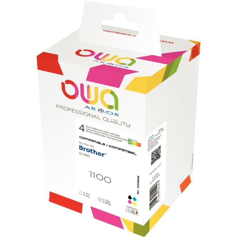 Image de  OWA lot 4 cartouches encre NCMJ remanufacturées compatibles Brother LC1100VALBP 