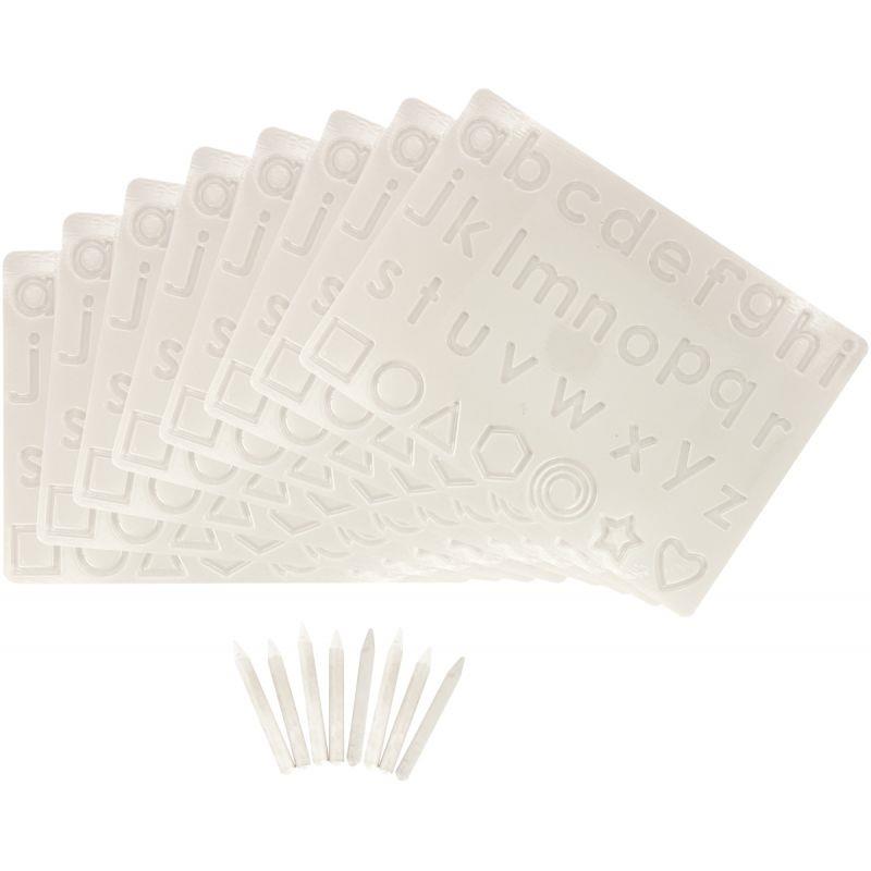 Image de  Lot de 8 plateaux lettres minuscules + 8 stylets 