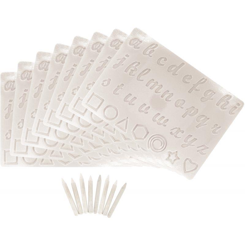 Image de  Lot de 8 plateaux lettres cursives + 8 stylets 