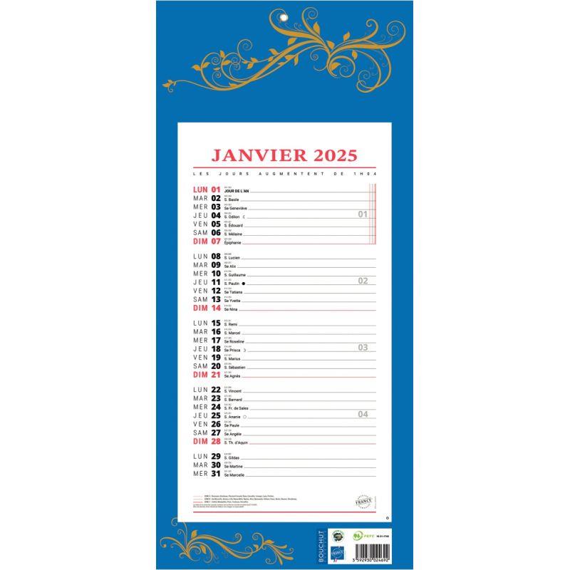 Image de  Calendrier mensuel 12 feuillets 36x19cm bleu 