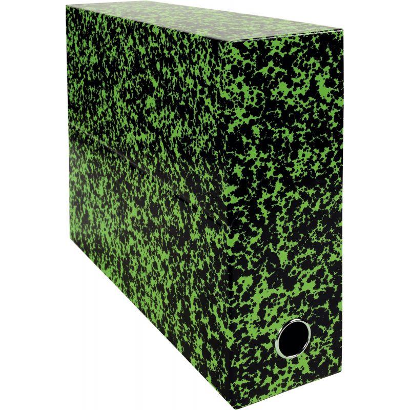 Image de  Boite de transfert papier marbré, dos 9 cm, vert 