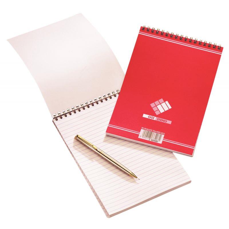 Image de  Bloc sténo à spirale 180 pages, format A5, papier blanc ligné 60g 