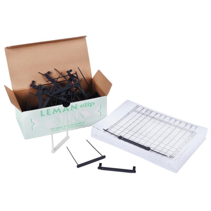 Image de  Boîte de 50 relieurs d''archives LEMAN CLIP plastique Flaconexible entr''axe 8 cm 
