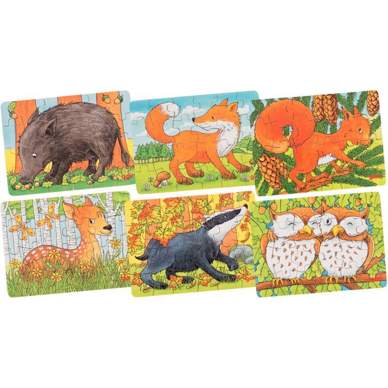 Image de  Lot de 18 puzzles en bois 24 pièces, les animaux du monde 